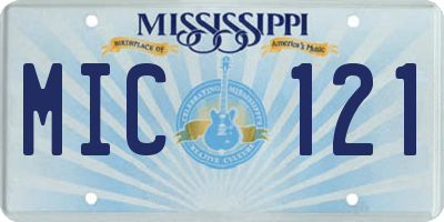 MS license plate MIC121