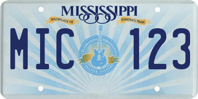 MS license plate MIC123