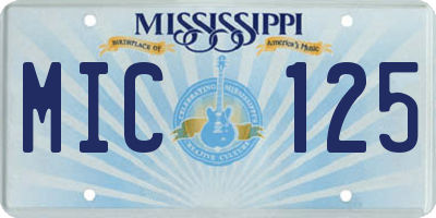 MS license plate MIC125