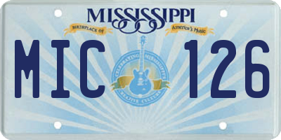 MS license plate MIC126