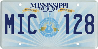MS license plate MIC128