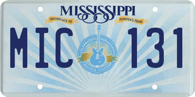 MS license plate MIC131