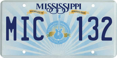 MS license plate MIC132