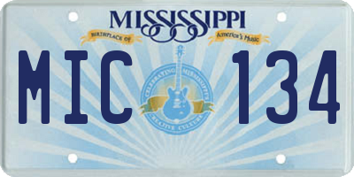 MS license plate MIC134