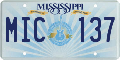 MS license plate MIC137