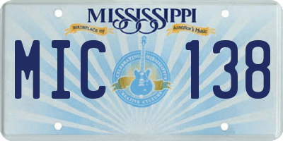 MS license plate MIC138