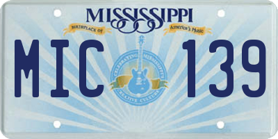 MS license plate MIC139