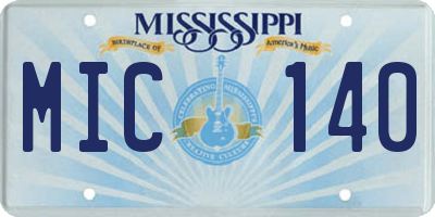 MS license plate MIC140