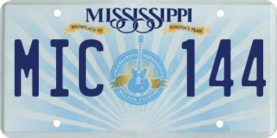 MS license plate MIC144