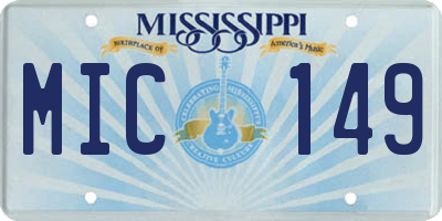 MS license plate MIC149