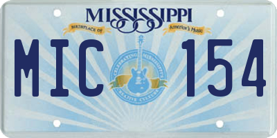 MS license plate MIC154