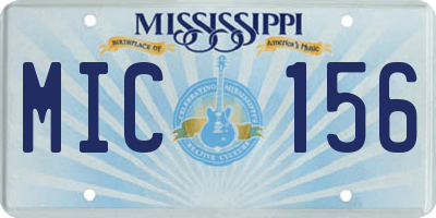 MS license plate MIC156