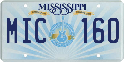 MS license plate MIC160