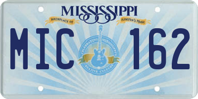 MS license plate MIC162