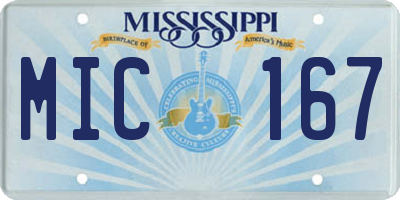 MS license plate MIC167