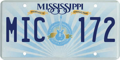 MS license plate MIC172