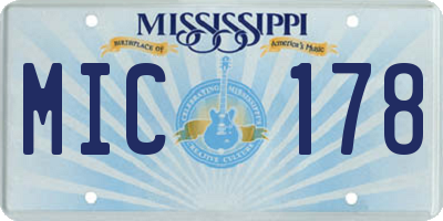 MS license plate MIC178