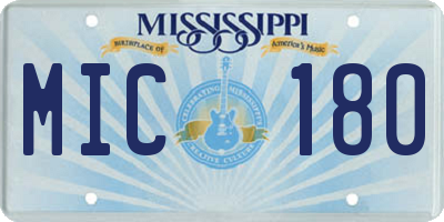 MS license plate MIC180