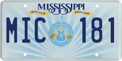 MS license plate MIC181