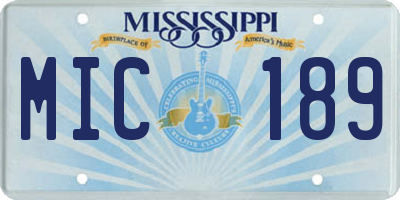 MS license plate MIC189
