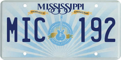 MS license plate MIC192