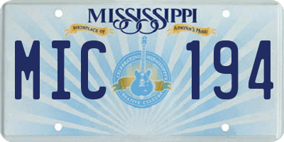 MS license plate MIC194