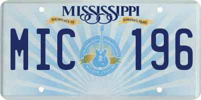 MS license plate MIC196