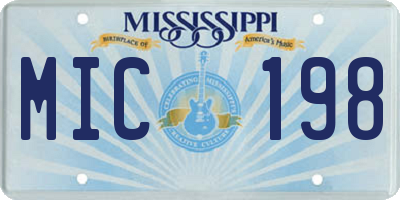 MS license plate MIC198