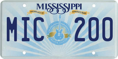 MS license plate MIC200