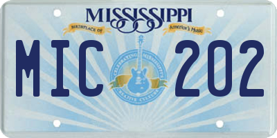 MS license plate MIC202