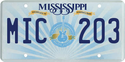 MS license plate MIC203