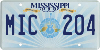 MS license plate MIC204