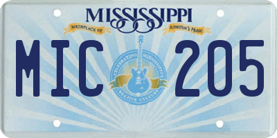 MS license plate MIC205