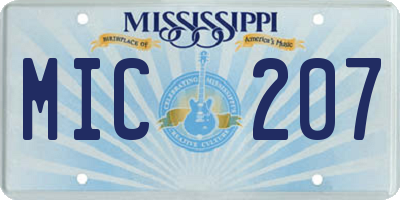 MS license plate MIC207