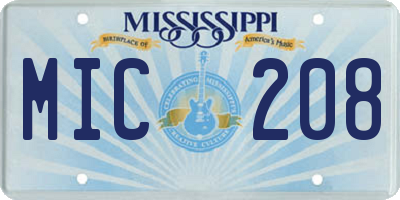 MS license plate MIC208