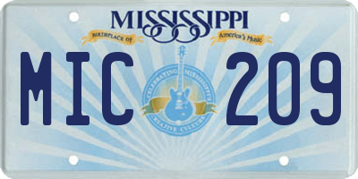 MS license plate MIC209