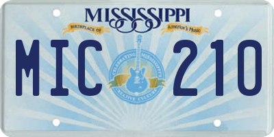 MS license plate MIC210