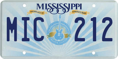 MS license plate MIC212