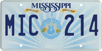 MS license plate MIC214