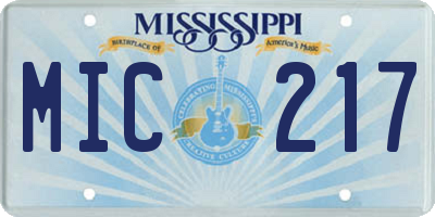 MS license plate MIC217
