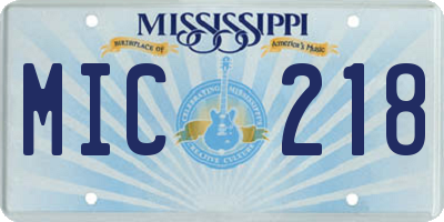 MS license plate MIC218