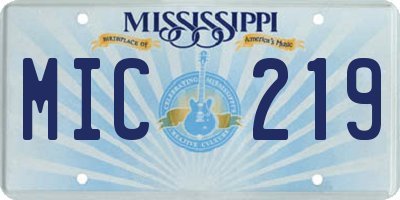 MS license plate MIC219