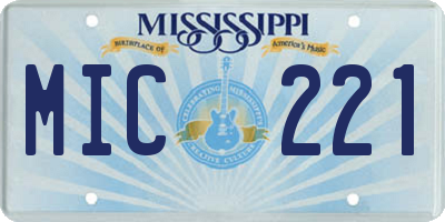MS license plate MIC221