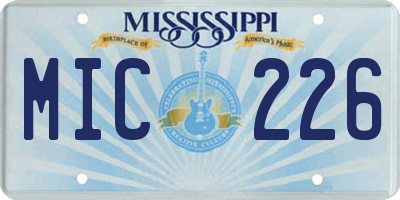 MS license plate MIC226
