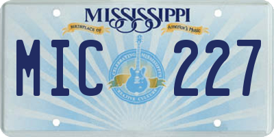 MS license plate MIC227