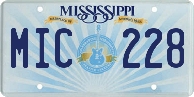 MS license plate MIC228