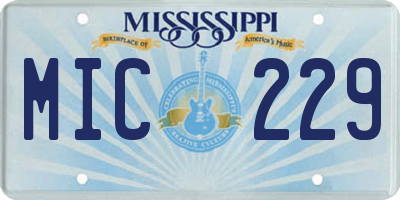 MS license plate MIC229
