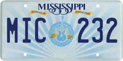 MS license plate MIC232