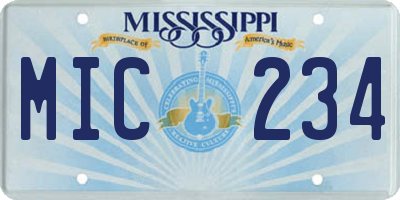 MS license plate MIC234