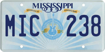 MS license plate MIC238
